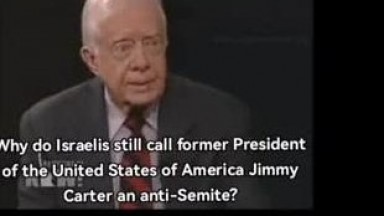 Chip Barnes   Former President Jimmy Carter speaks on behalf of Palestinian people during an interview with Amy Goodman