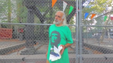 Fadir S Bitar Poet/Artist/Activist recites from his book of poetry SCREAMING OLIVES – outside THE U.N’s SUMMIT of the FU